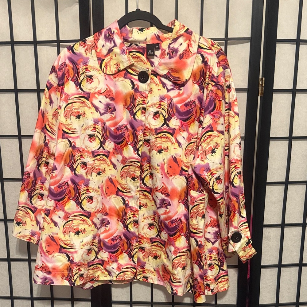 Colorful Floral Women's Cape Jacket